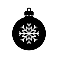 Fototapeta premium Christmas ball icon. Black silhouette. Front side view. Vector simple flat graphic illustration. Isolated object on a white background. Isolate.