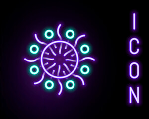 Glowing neon line Firework icon isolated on black background. Concept of fun party. Explosive pyrotechnic symbol. Colorful outline concept. Vector