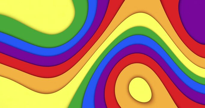Colorful rainbow colours gradient curving lines abstract seamless loop background animation.