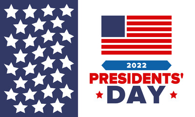 Obraz premium Happy Presidents' Day in February. Celebrated in United States. Washington's Birthday. Federal holiday in America. Patriotic american vector illustration. Poster, banner and background