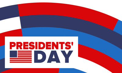 Happy Presidents' Day in February. Celebrated in United States. Washington's Birthday. Federal holiday in America. Patriotic american vector illustration. Poster, banner and background