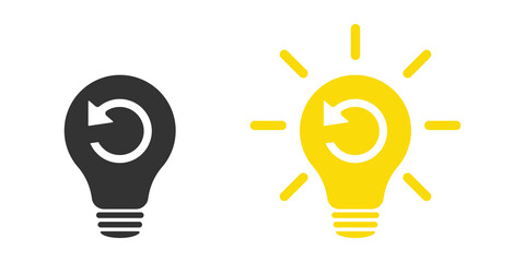 Refresh signs in light bulb icon. Lamp icons set. Illustration.
