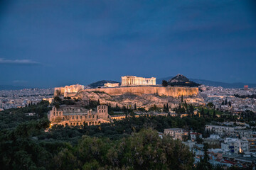 Fototapeta na wymiar athen akropolis nachts stadt Burg griechenland