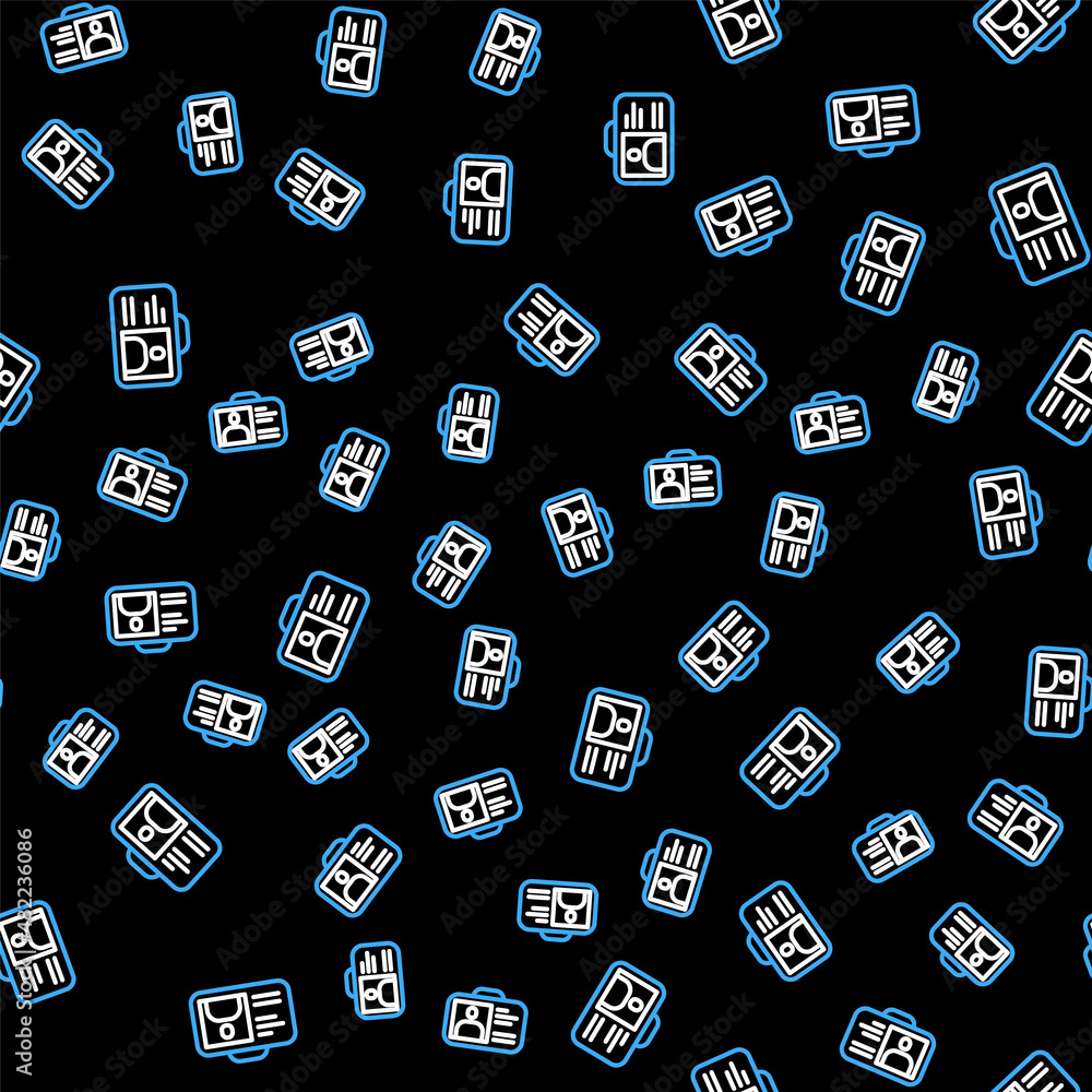 Poster line identification badge icon isolated seamless pattern on black background. it can be used for pre