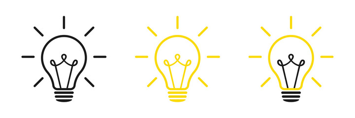 Lamp icons set. Idea lamp icon collection. Flat style - stock vector