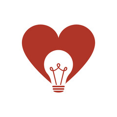 Light bulb concept with heart. Light bulb and love. Illustration.