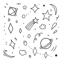 Star and Galaxy doodle. Vector illustration