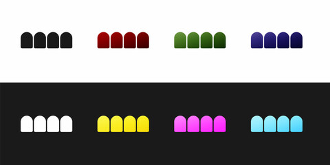 Set Dentures model icon isolated on black and white background. Teeth of the upper jaw. Dental concept. Vector © vector_v
