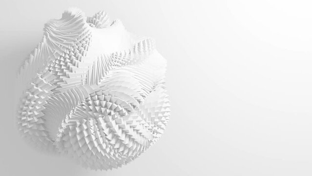 A white ball with sharpen corner on a white background. Animated video.