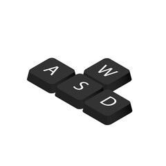 Keyboard buttons WASD. Isometry illustration for gamers