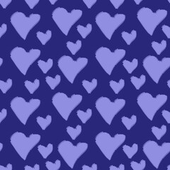 Very Peri purple seamless pattern hearts with uneven edges valentine's day template background. can be used as wrapping paper, background, fabric print, wallpaper, card.