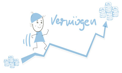 Vermögen aufbauen steigern Pfeil Wachstum Abbildung hintergrund