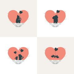 Valentine's day concept silhouette vector illustration