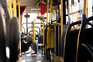 View from inside a bus in the city of Belo Horizonte Minas Gerais, Brazil 01-22-2022