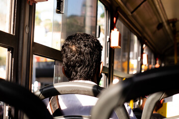 View from inside a bus in the city of Belo Horizonte Minas Gerais, Brazil 01-22-2022
