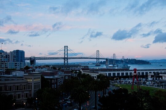 Sunset Cityscape of San Francisco Bay and Yerba Buena Island