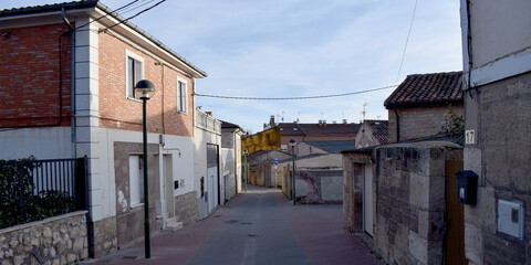 Panorámica de casas de pueblos de Burgos, España.