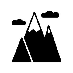 Mountains vector glyph icon. Nature sign