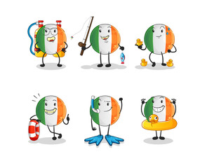 irish flag water activity group. cartoon mascot vector