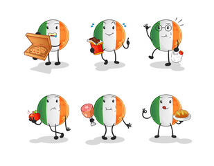 irish flag food set character. cartoon mascot vector