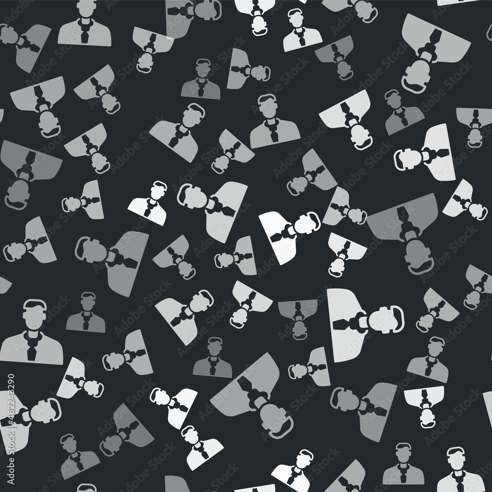 Poster grey worker icon isolated seamless pattern on black background. business avatar symbol user profile 