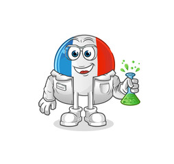french flag scientist character. cartoon mascot vector