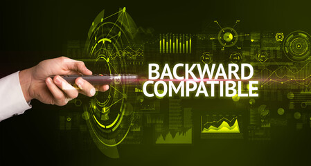 hand holding wireless peripheral, modern technology concept