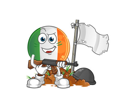 irish flag army character. cartoon mascot vector