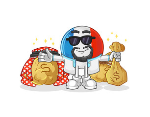 french flag rich arabian mascot. cartoon vector