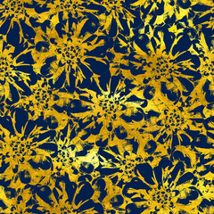 Golden Gerbera Flowers Blue Background