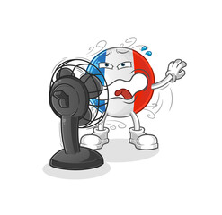 Naklejka na ściany i meble french flag in front of the fan character. cartoon mascot vector