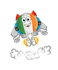 irish flag with jetpack mascot. cartoon vector