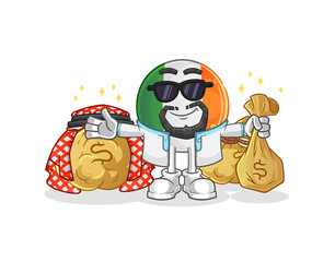 irish flag rich arabian mascot. cartoon vector