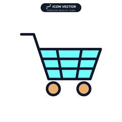 Shopping cart icon symbol template for graphic and web design collection logo vector illustration