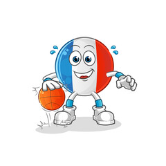 french flag dribble basketball character. cartoon mascot vector