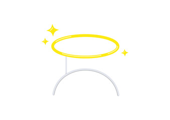 Angel costume gold halo on headband isolated on white background. Angelic golden nimbus photo props head band. Flat design cartoon vector illustration.