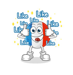 french flag give lots of likes. cartoon vector