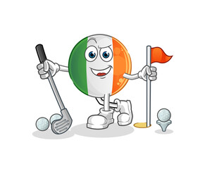 irish flag playing golf vector. cartoon character