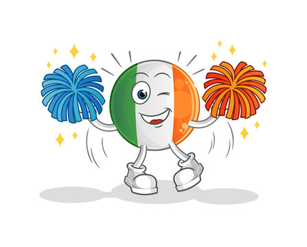 irish flag cheerleader cartoon. cartoon mascot vector