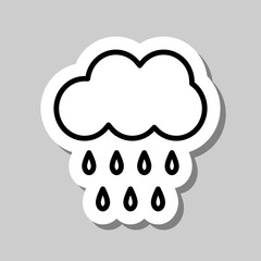 Cloud rain, drops simple icon vector. Flat desing. Sticker with shadow on gray background.ai