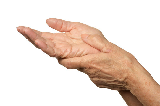 Hands Of Senior Woman Isolated On White Background