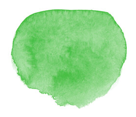 Green watercolor paint on white background isolated, brush texture for text or logo	