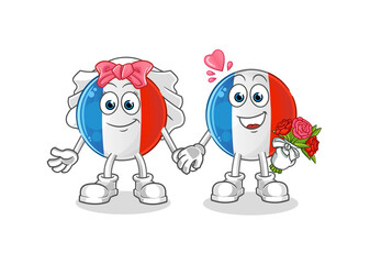 french flag wedding cartoon. cartoon mascot vector