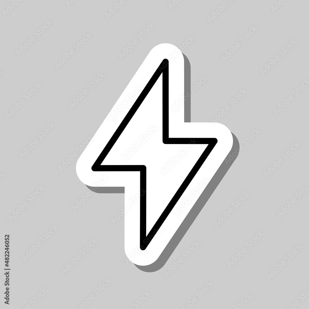 Aufkleber flash simple icon vector. flat desing. sticker with shadow on gray background.ai
