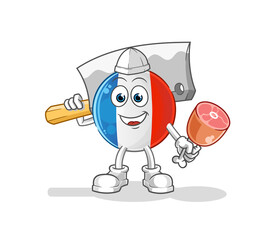Obraz premium french flag Butcher illustration. character vector