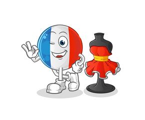 Naklejka premium french flag fashion designer vector. cartoon character