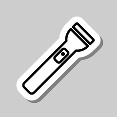 Flashlight simple icon vector. Flat desing. Sticker with shadow on gray background.ai
