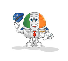 irish flag pilot mascot. cartoon vector