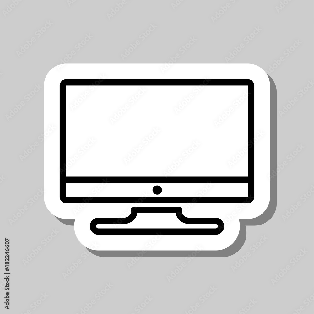 Poster monitor simple icon vector. flat desing. sticker with shadow on gray background.ai