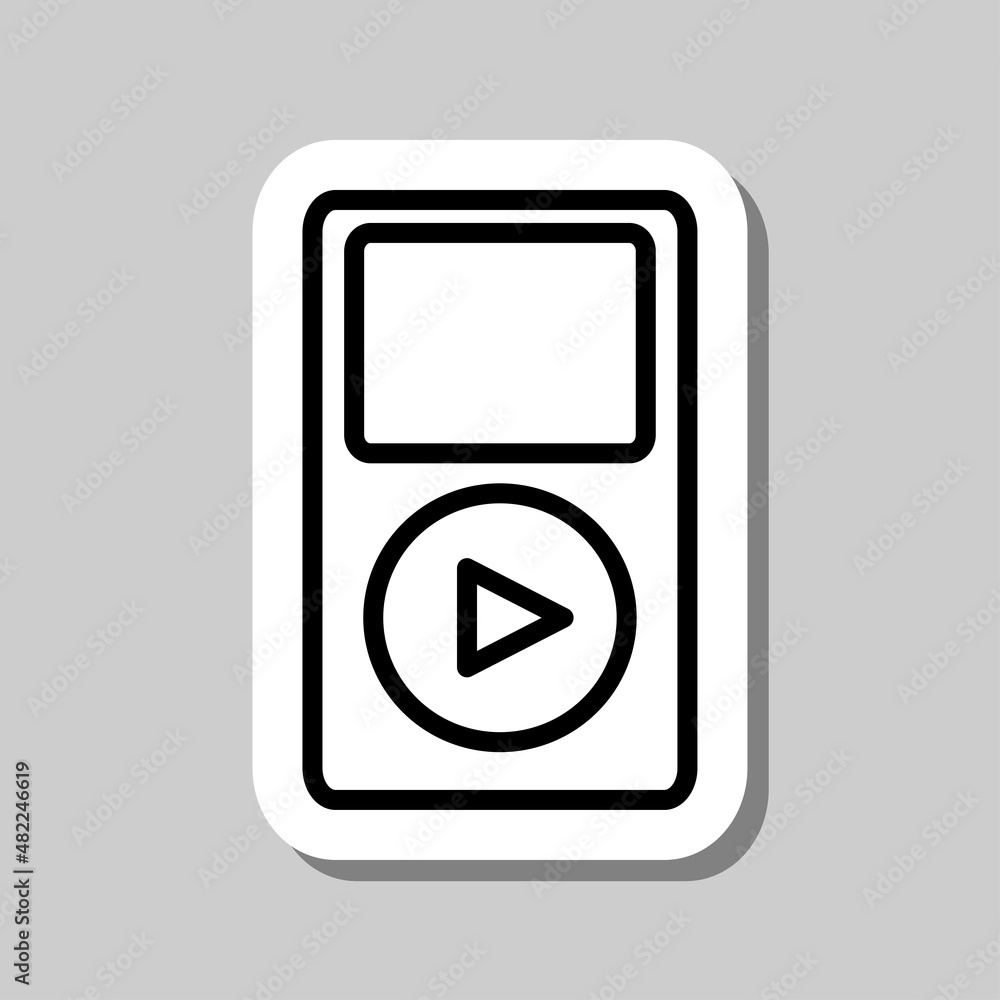 Poster music player simple icon vector. flat desing. sticker with shadow on gray background.ai